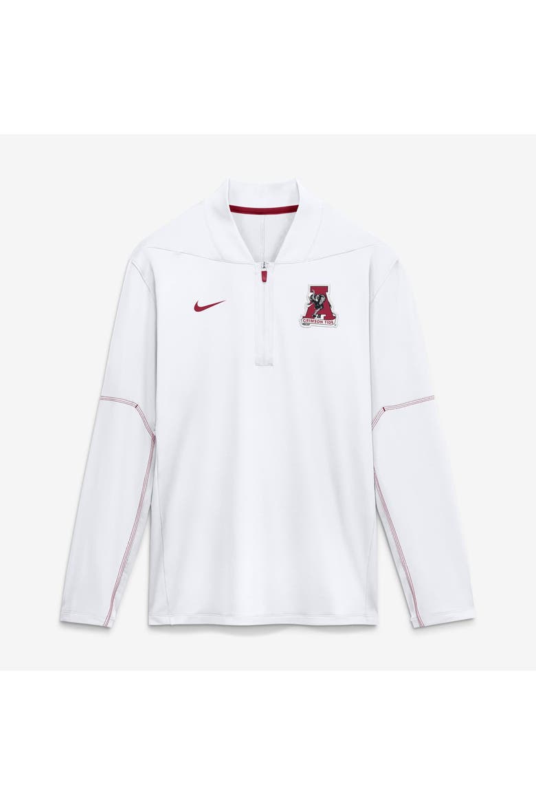 Men's Nike White Alabama Crimson Tide 2026 Sideline Midweight Half-Zip Dri-FIT Pullover, Main, color, White