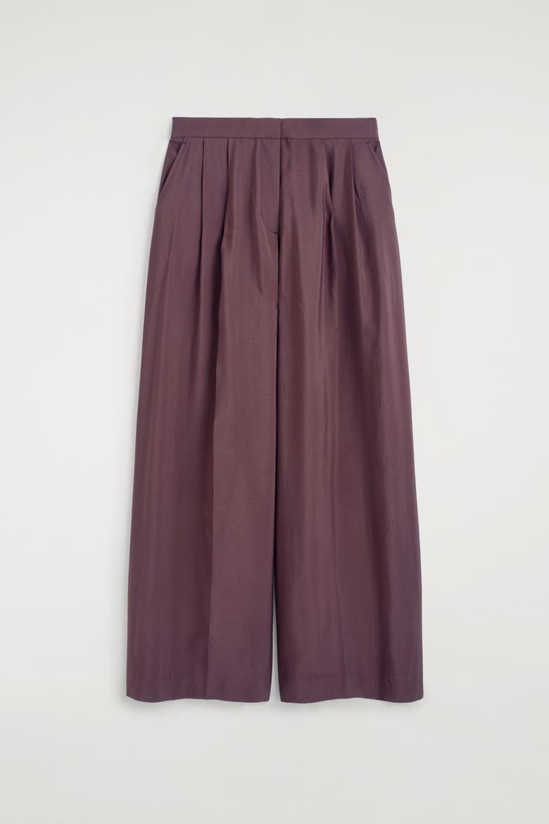 Pleated Modal Wide-leg Trousers, Alternate, color, DARK RED