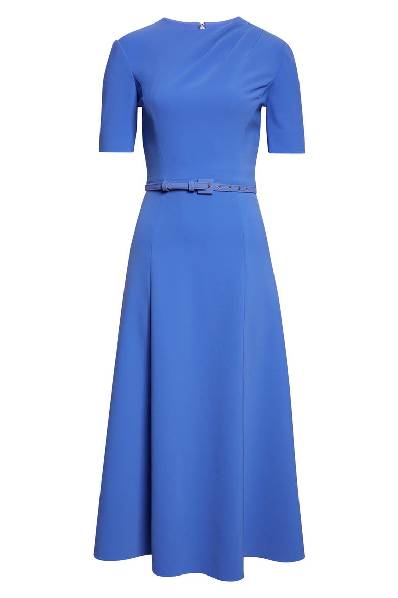 Belted Crepe Midi Dress, Alternate, color, BLUEBELL