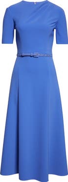 Carolina Herrera Belted Crepe Midi Dress