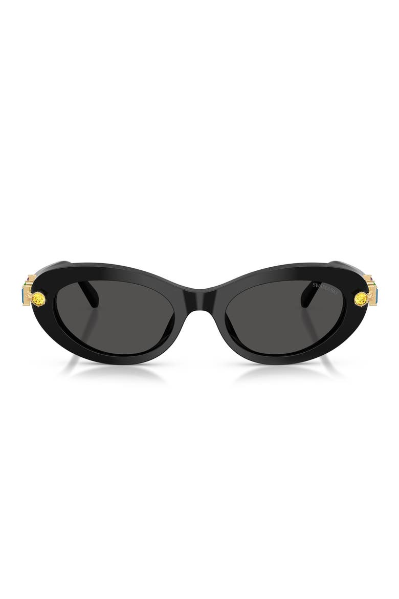 53mm Oval Sunglasses, Main, color, BLACK / DARK GREY