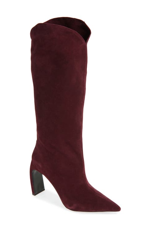 Pinpoint Pointed Toe Knee High Boot (Women)