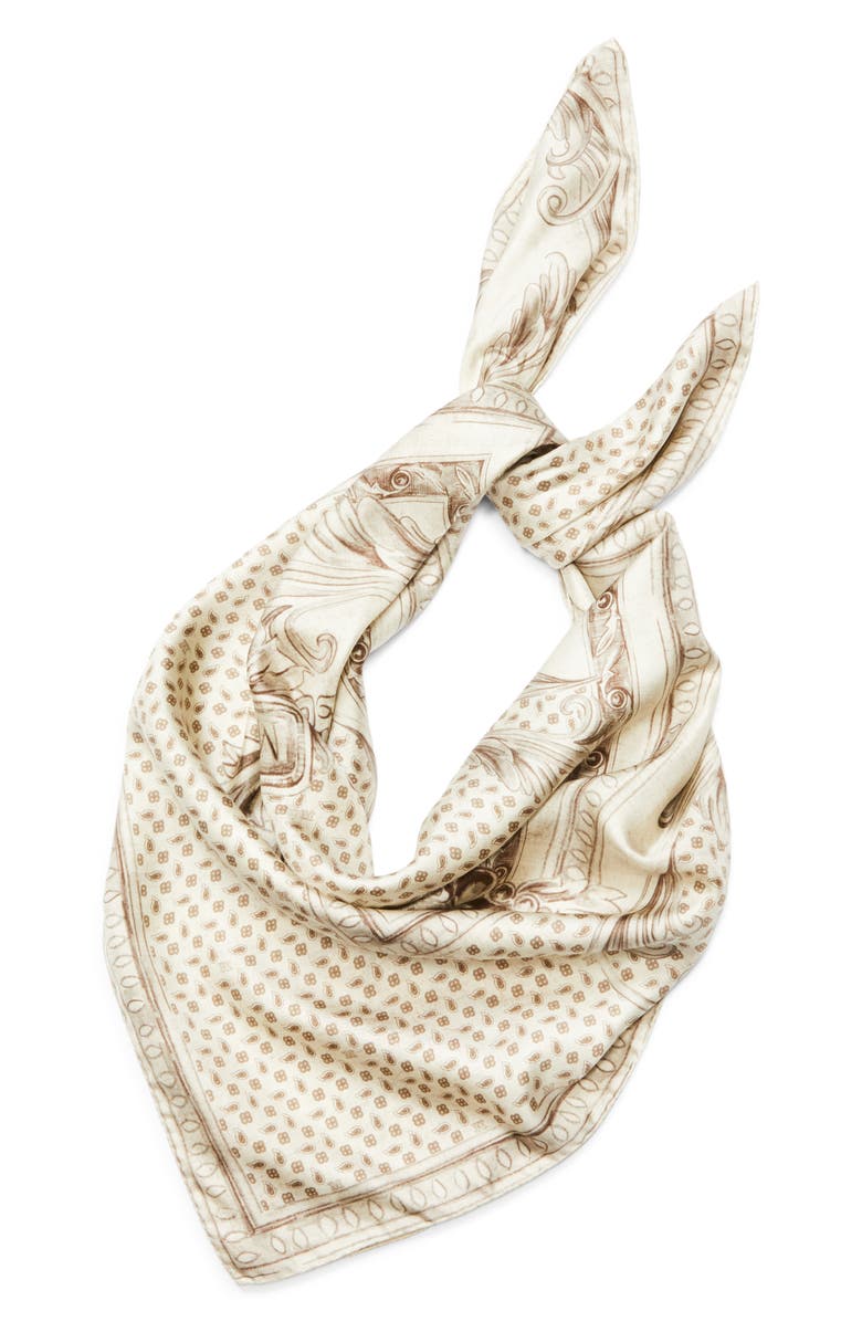 Max Mara Paisley Silk Twill Square Scarf, Alternate, color, White
