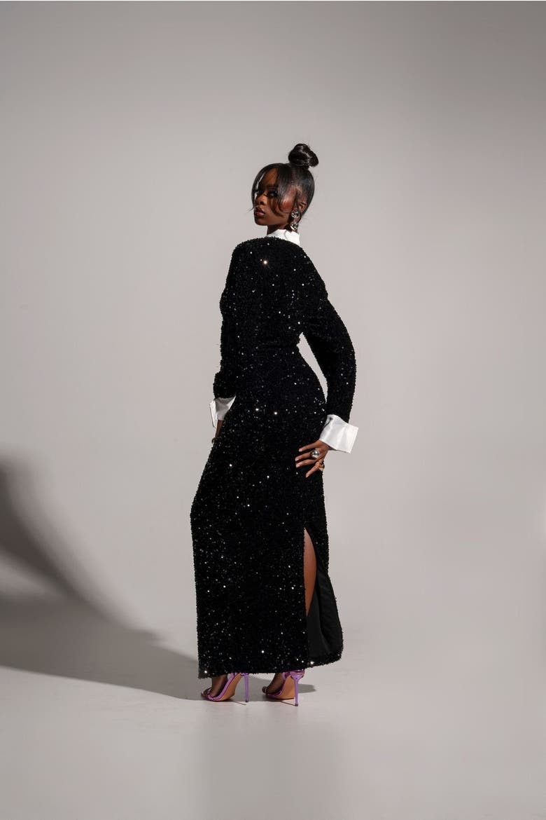 Rei Sequin Maxi Dress, Alternate, color, Black
