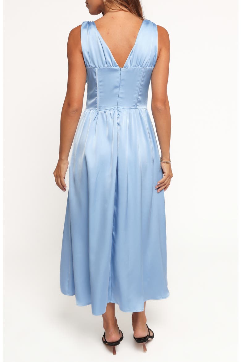 Verena Plunge Neck Satin Dress, Alternate, color, PERIWINKLE BLUE