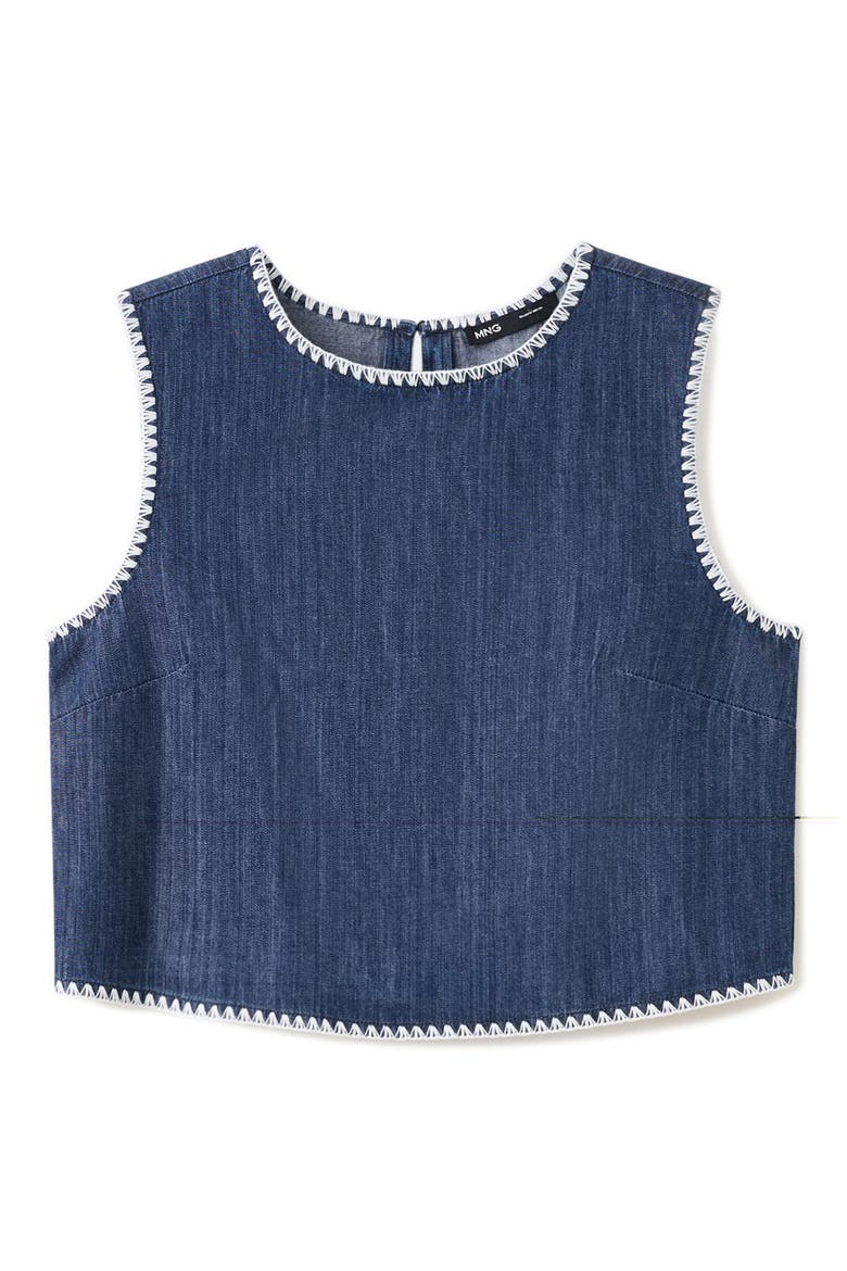 Whipstitch Detail Denim Tank, Alternate, color, OPEN BLUE
