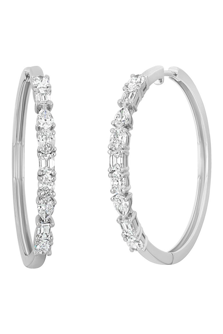 Maya Diamond Hoop Earrings, Main, color, 18K WHITE GOLD