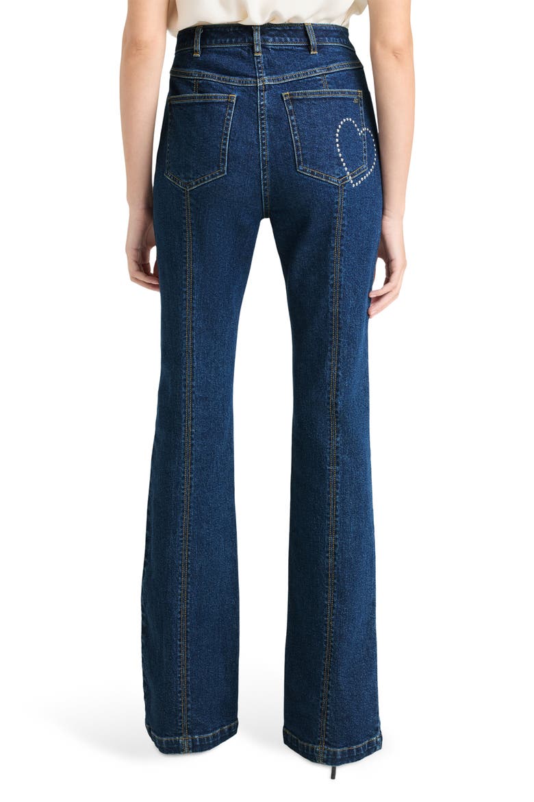 Stud Detail Flare Leg Jeans, Alternate, color, OCEANE/ SILVER