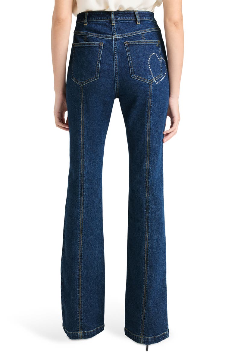 Cinq à Sept Stud Detail Flare Leg Jeans, Alternate, color, Oceane/ Silver