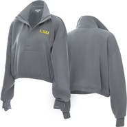 ZOOZATZ Women's ZooZatz Gray LSU Tigers Cropped Powerhouse Half-Snap Sweatshirt