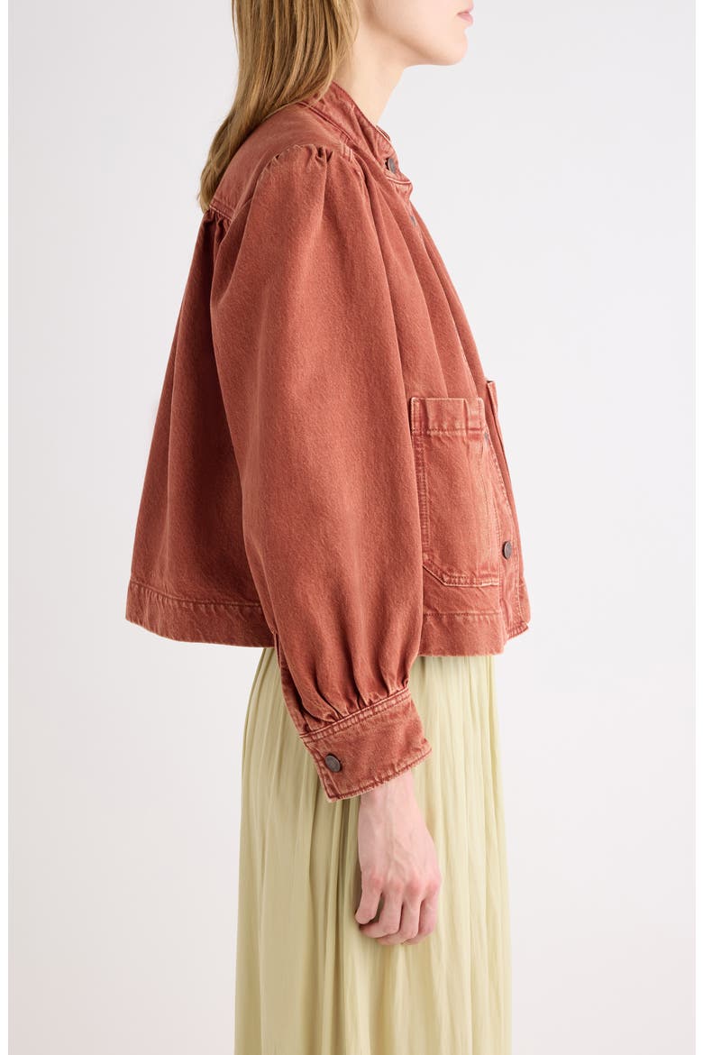 Swing Crop Denim Jacket, Alternate, color, CRIMSON BROWN