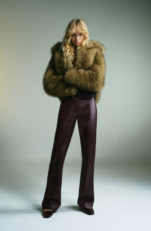 Mango Slim Fit Faux Leather Flare Pants In Black