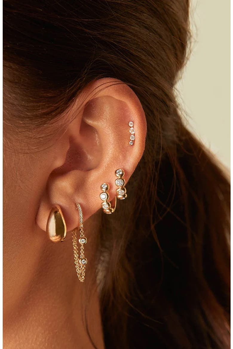 14k Gold Diamond Arc Stud Earrings, Alternate, color, YELLOW GOLD