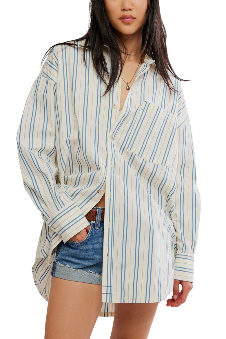 We The Free Freddie Striped Cotton Shirt, Main, color, IVORY COMBO