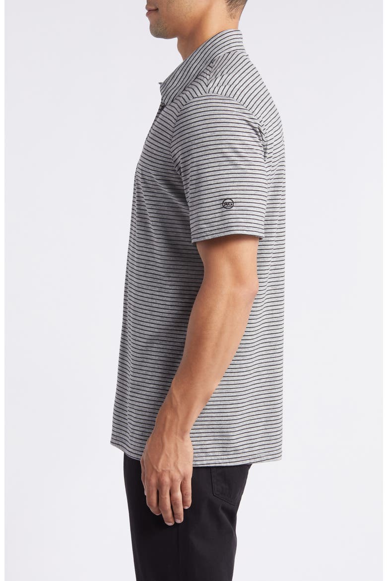 Bryce Stripe Cotton Polo, Alternate, color, HEATHER GREY/ TRUE BLACK