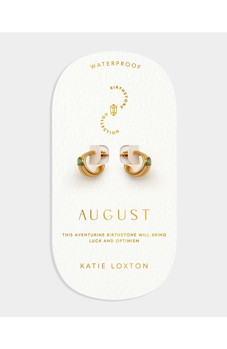 Katie Loxton 'August' Waterproof Gold Birthstone Hoop Earrings, Alternate, color, August