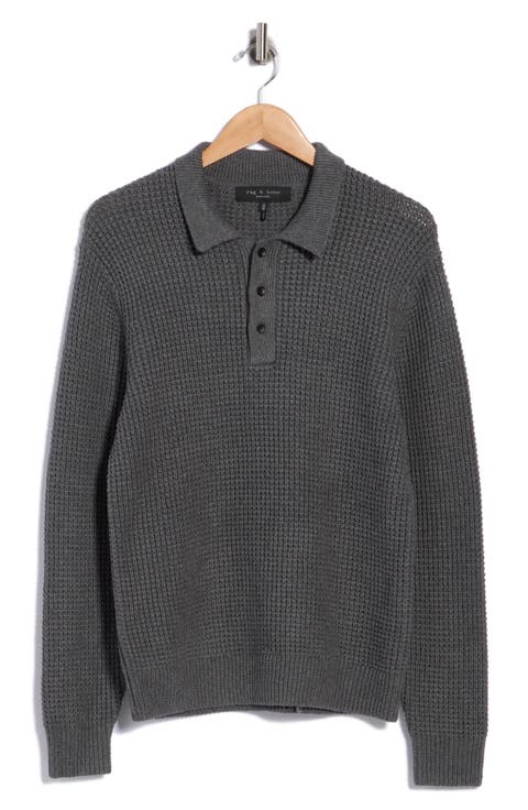 Baldwin Waffle Long Sleeve Sweater Polo