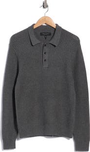 rag & bone Baldwin Waffle Cotton Blend Sweater Polo