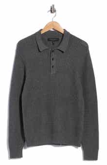 Baldwin Waffle Cotton Blend Sweater Polo