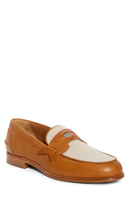 Christian Louboutin Brown Leather Penny Loafers In Terra/brown