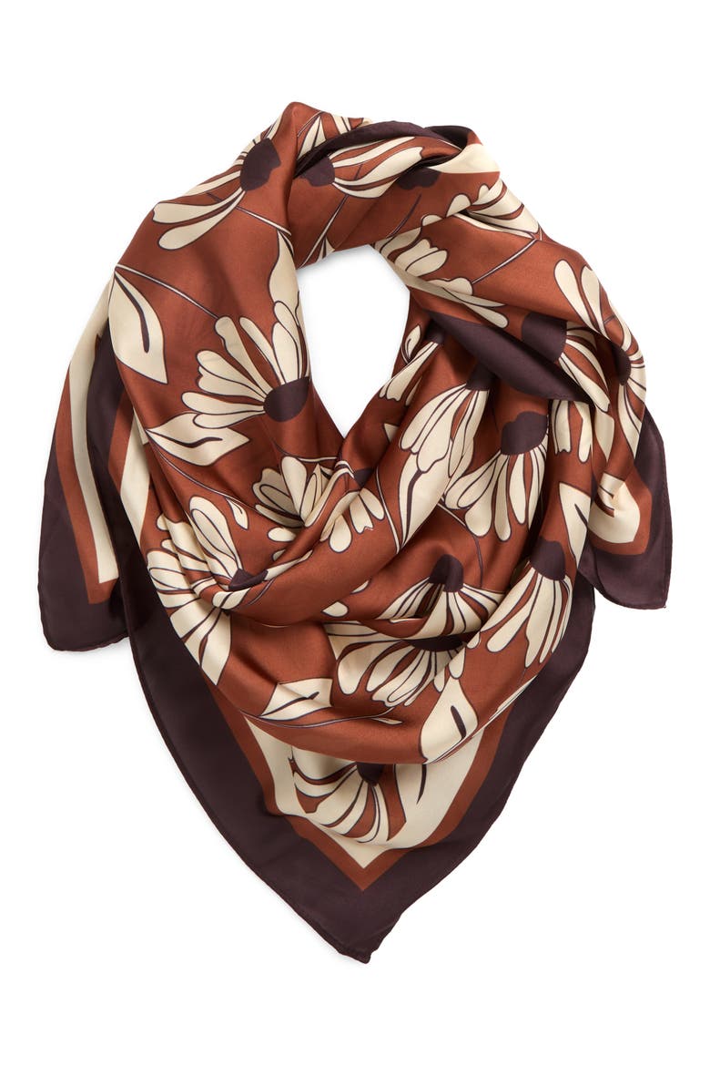 Square Satin Scarf, Alternate, color, RUST CONEFLOWER