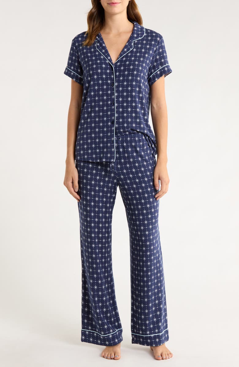 Nordstrom Moonlight Eco Crop Pajamas, Main, color, Navy- White Celestial Foulard