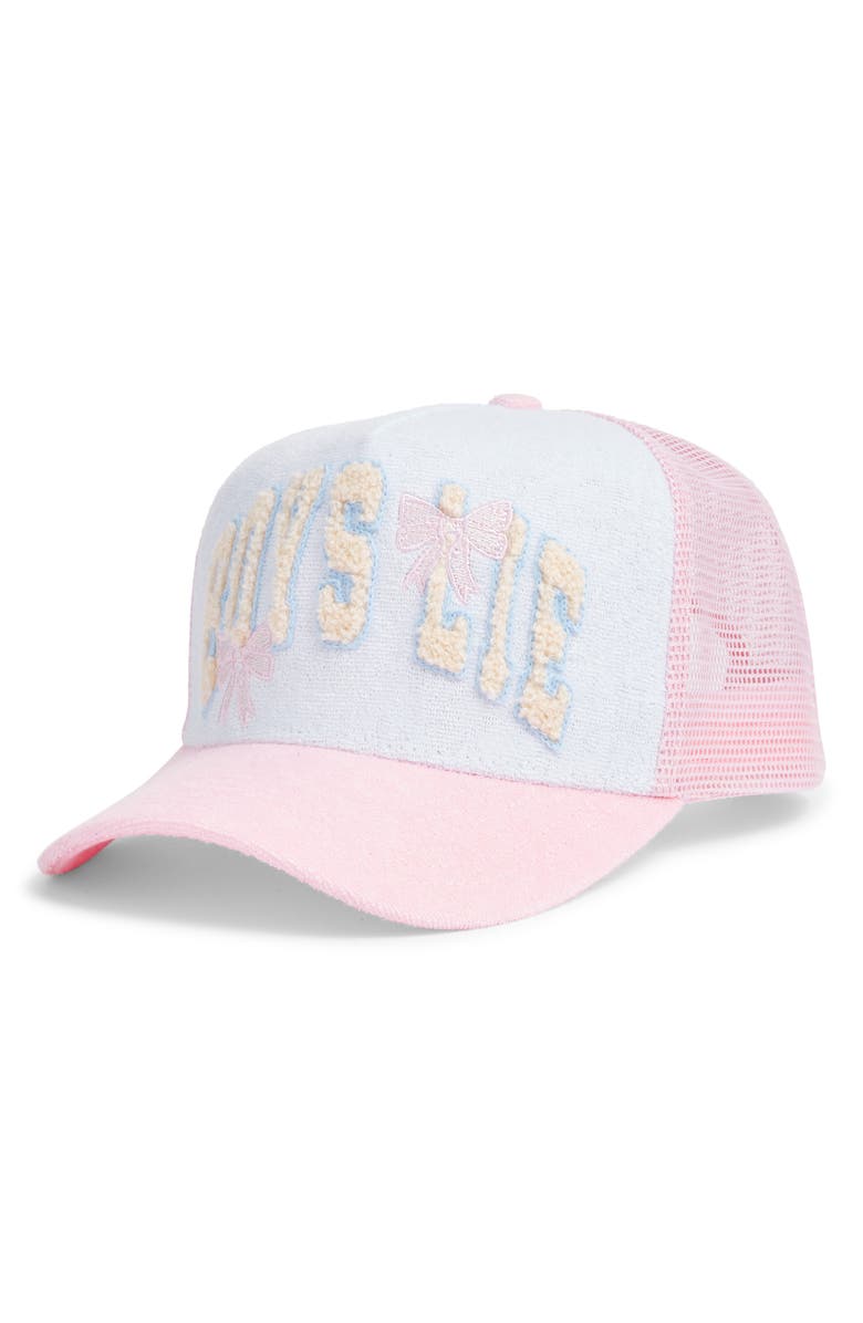 BOYS LIE Bows Trucker Hat, Main, color, Pink