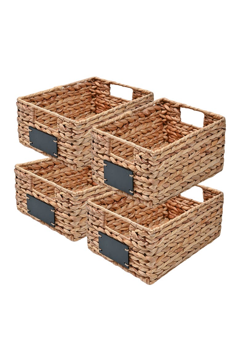 Lane Classic Farmhouse Hand-Woven Hyacinth Pantry Baskets with Chalkboard Labels and Handles, Alternate, color, Natural