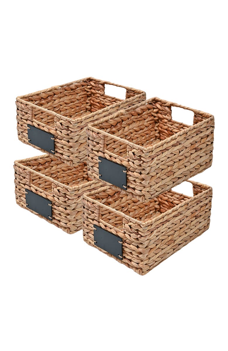 HAPPIMESS Lane Classic Farmhouse Hand-Woven Hyacinth Pantry Baskets with Chalkboard Labels and Handles, Alternate, color, Natural