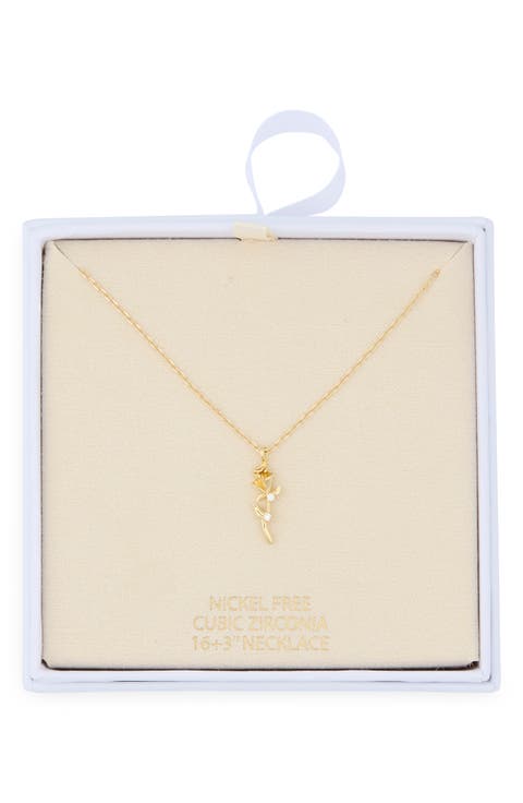 Cubic Zirconia Rose Pendant Necklace