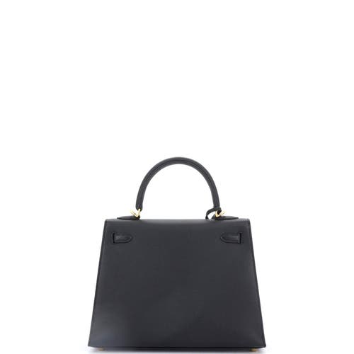 Pre-owned Hermes Hermes Kelly Handbag Black Epsom With Gold Hardware 25 In Black