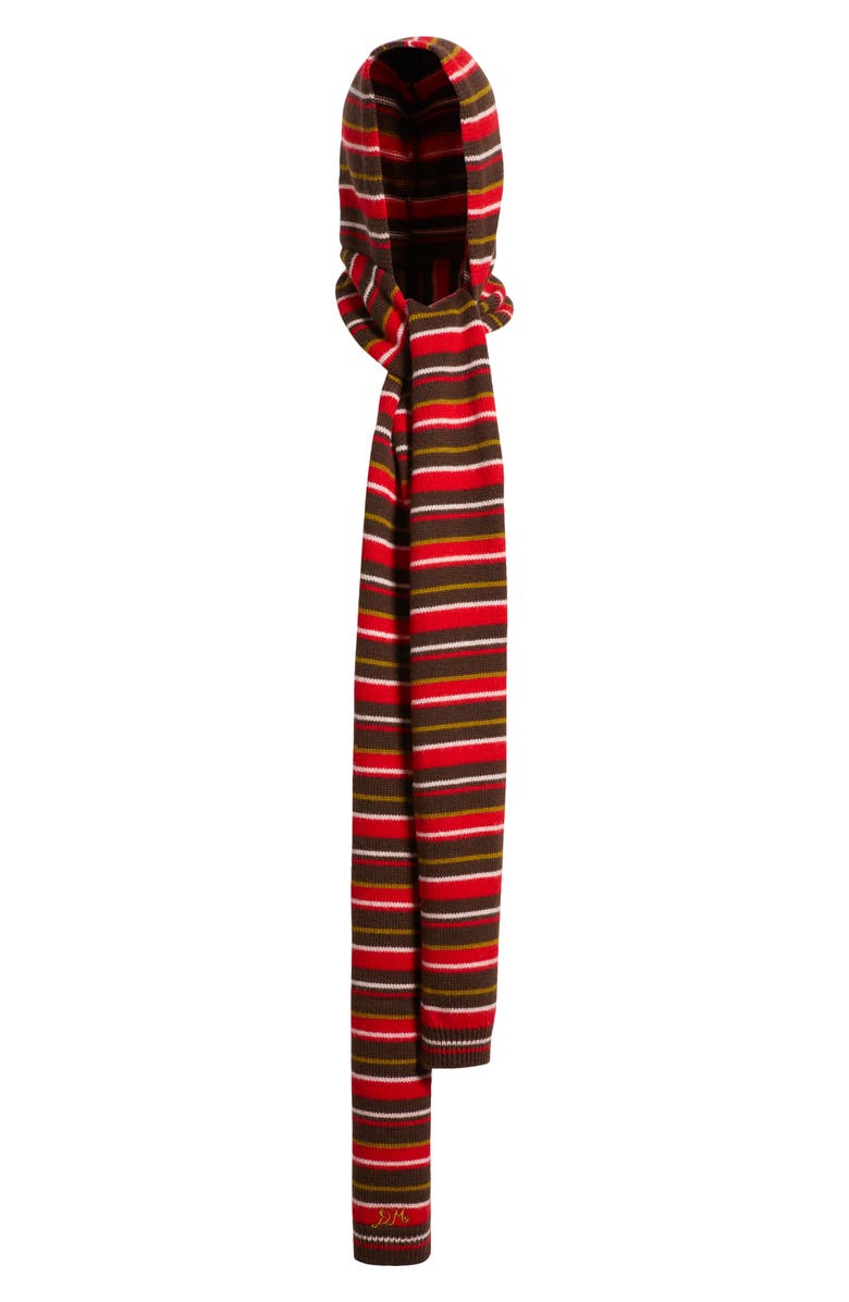 Damson Madder Stripe Tie Front Hood Scarf, Alternate, color, 
