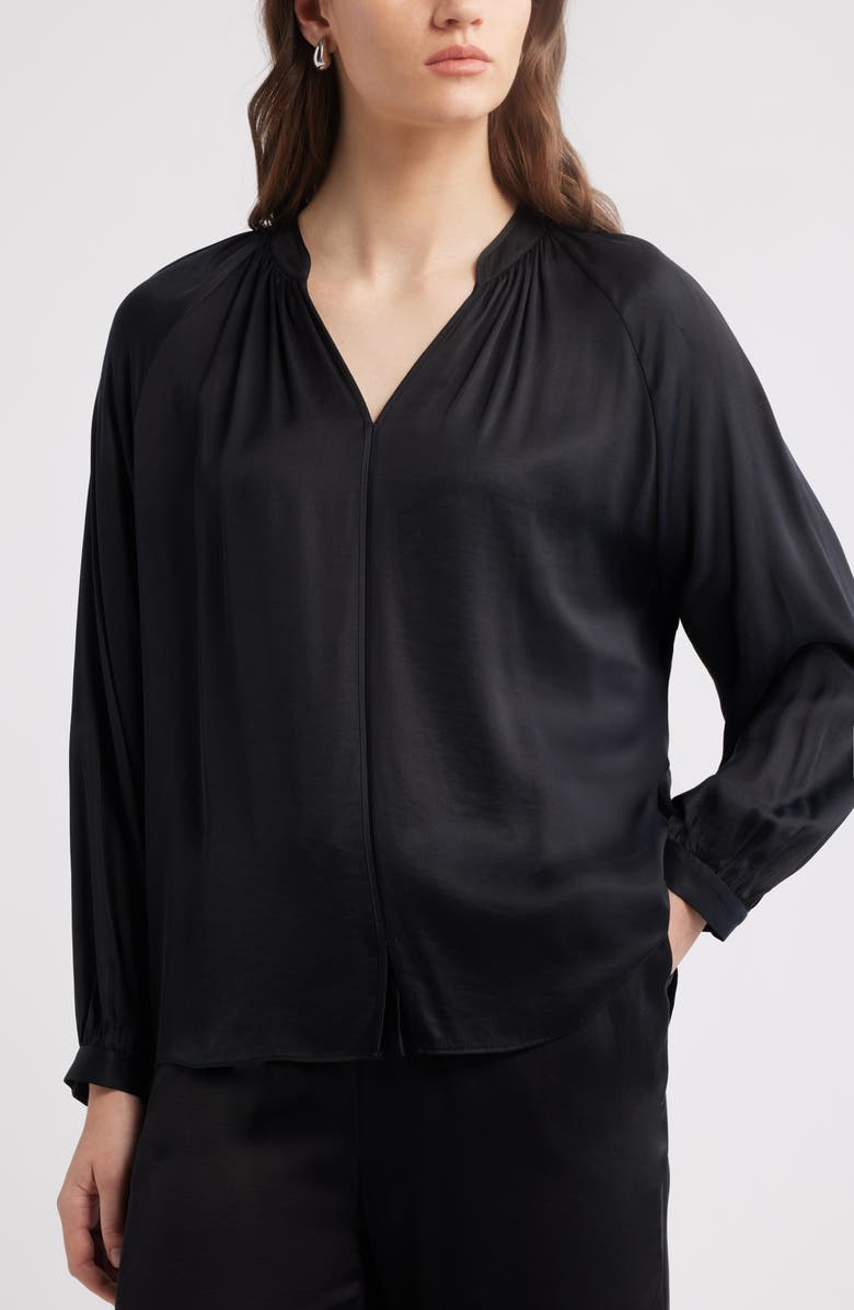 Nordstrom Shirred Satin Shirt, Main, color, 