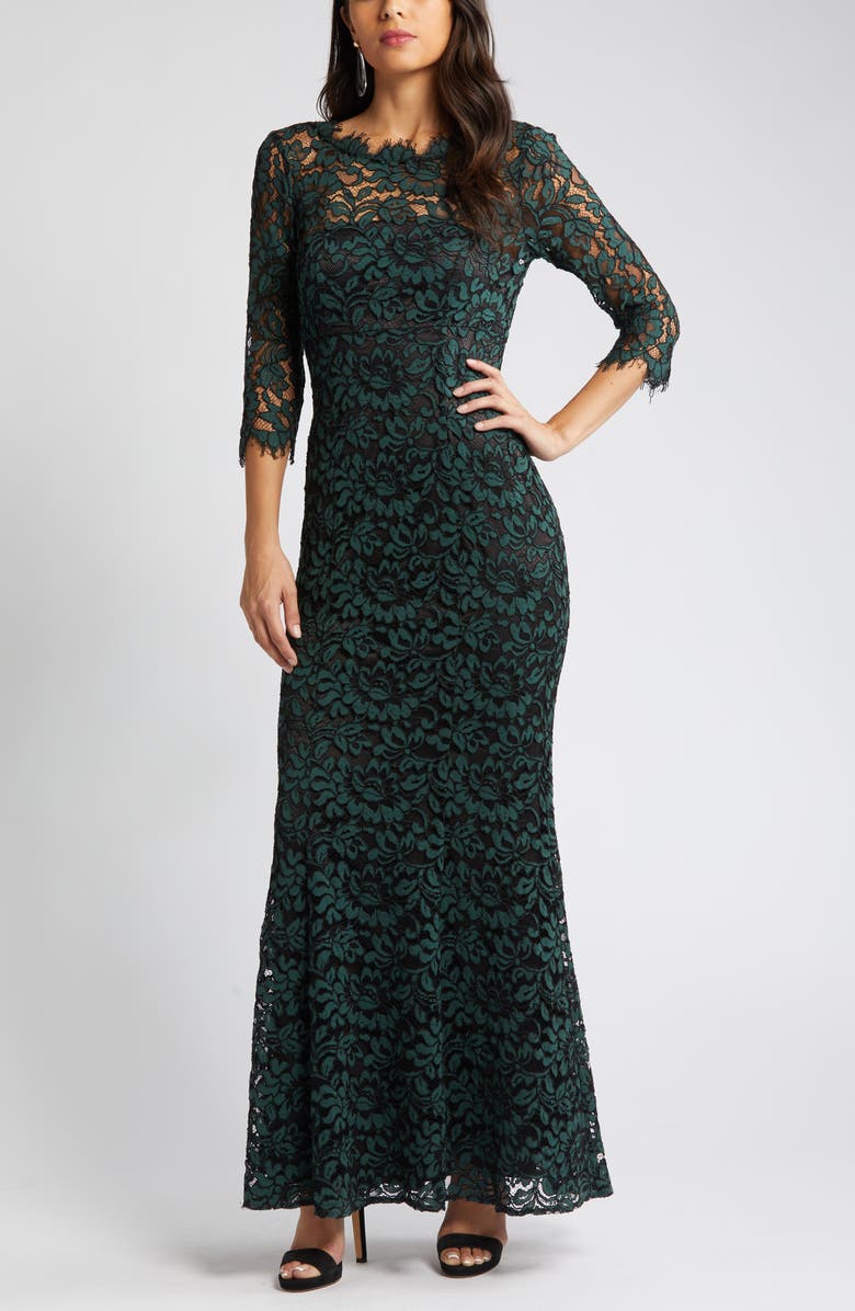 Eliza J Lace Bateau Neck Mermaid Gown, Alternate, color, 