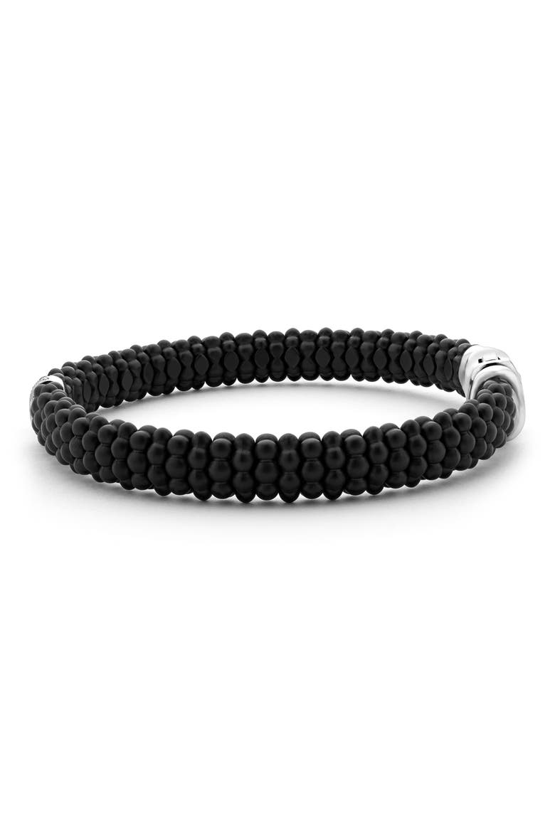 Black Caviar Pavé Diamond Station Bracelet, Alternate, color, BLACK