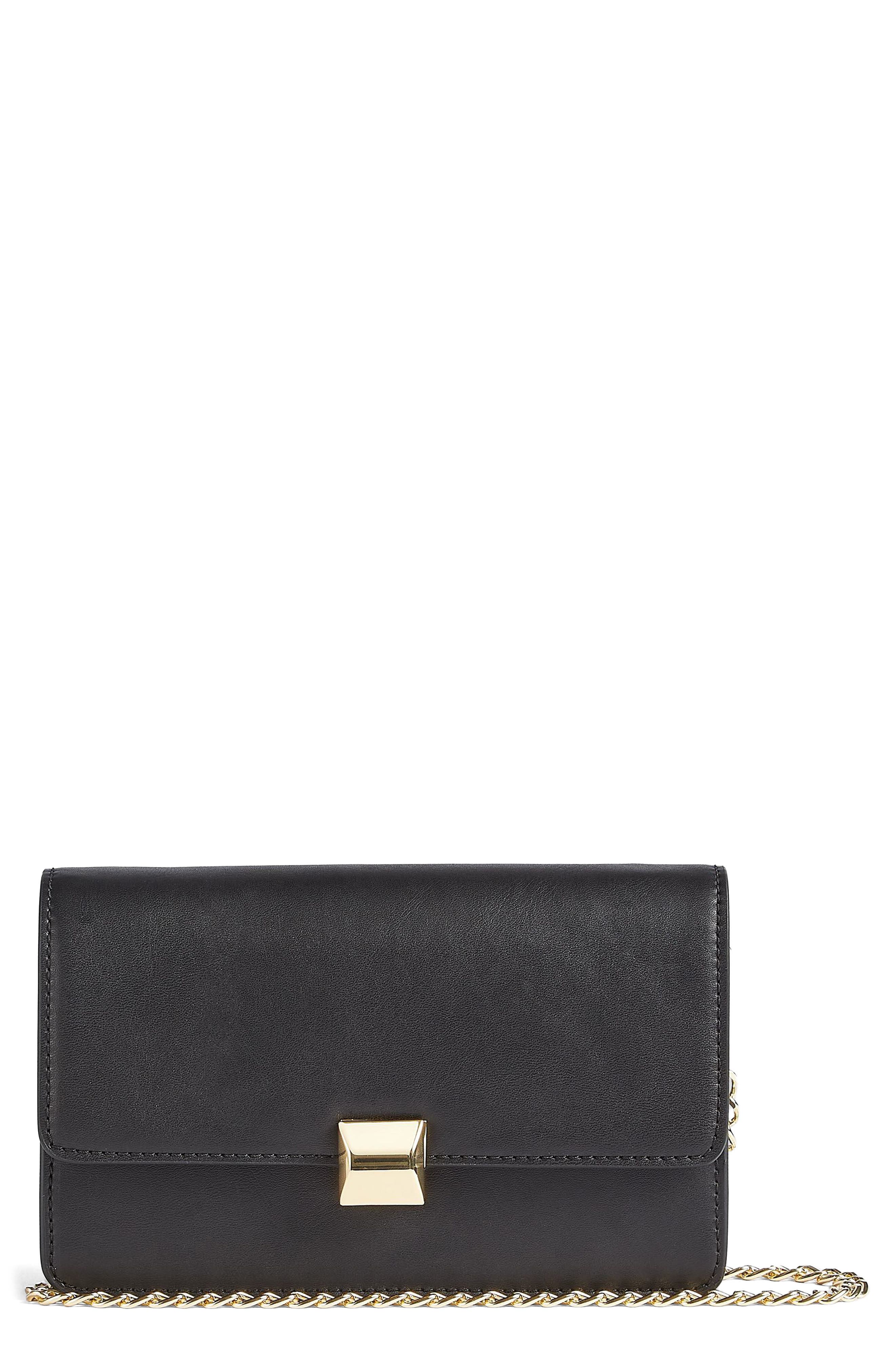 LK Bennett Otto Structured Faux Leather Clutch, Main, color, Bla-Black