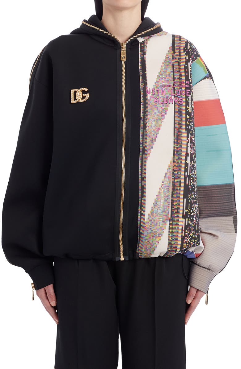 Dolce&Gabbana Mixed Print Zip-Up Hoodie | Nordstrom