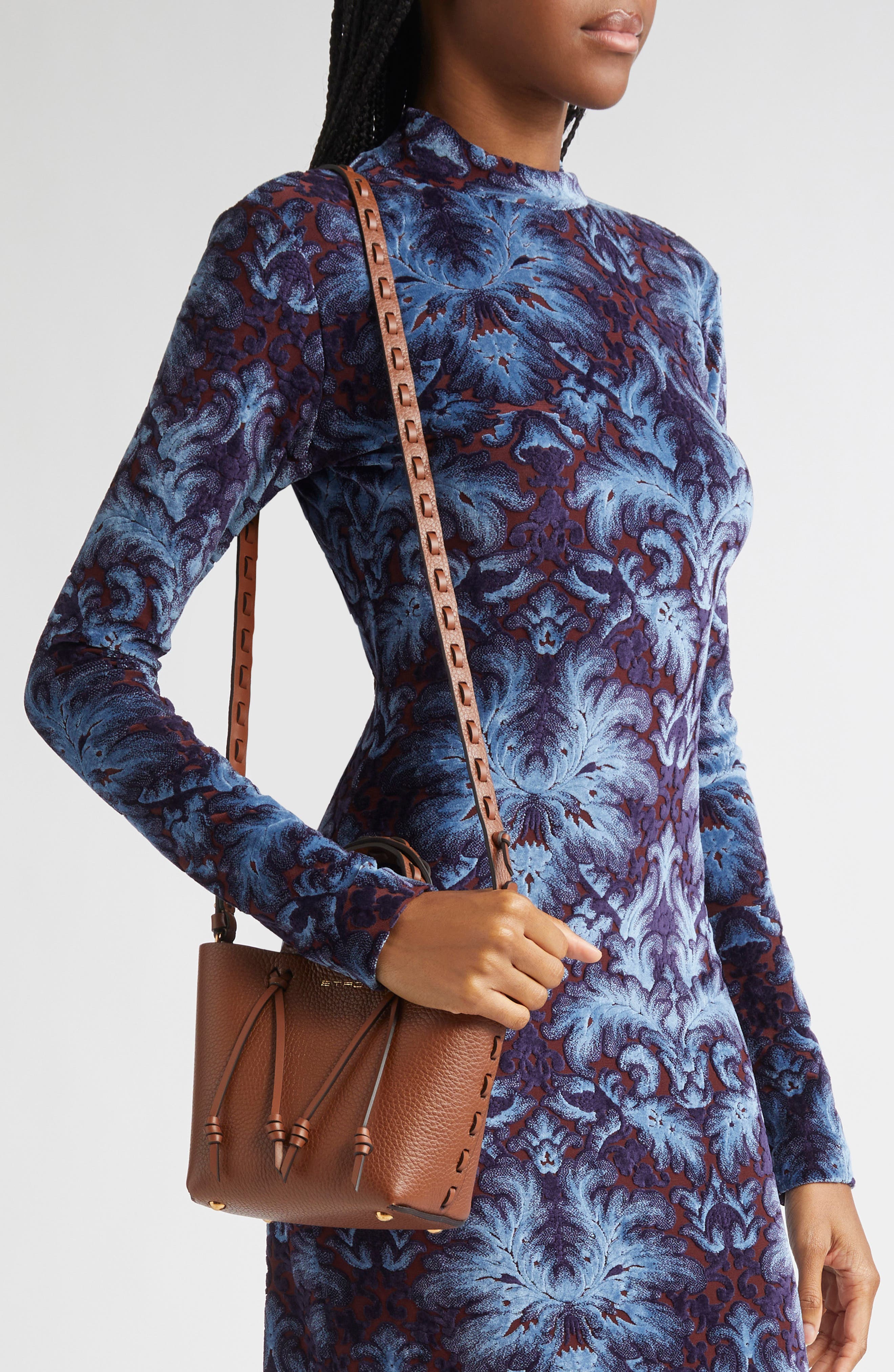 Etro Shopping Essential Leather Tote, Alternate, color, M1384 Burnt