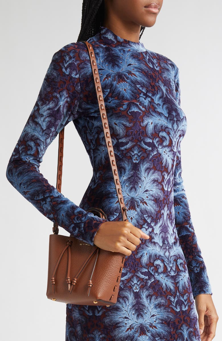 Etro Shopping Essential Leather Tote, Alternate, color, M1384 Burnt