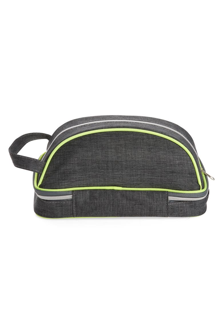 Dopp Kit Bag & Jewelry Organizer, Alternate, color, GREY- NEON YELLOW