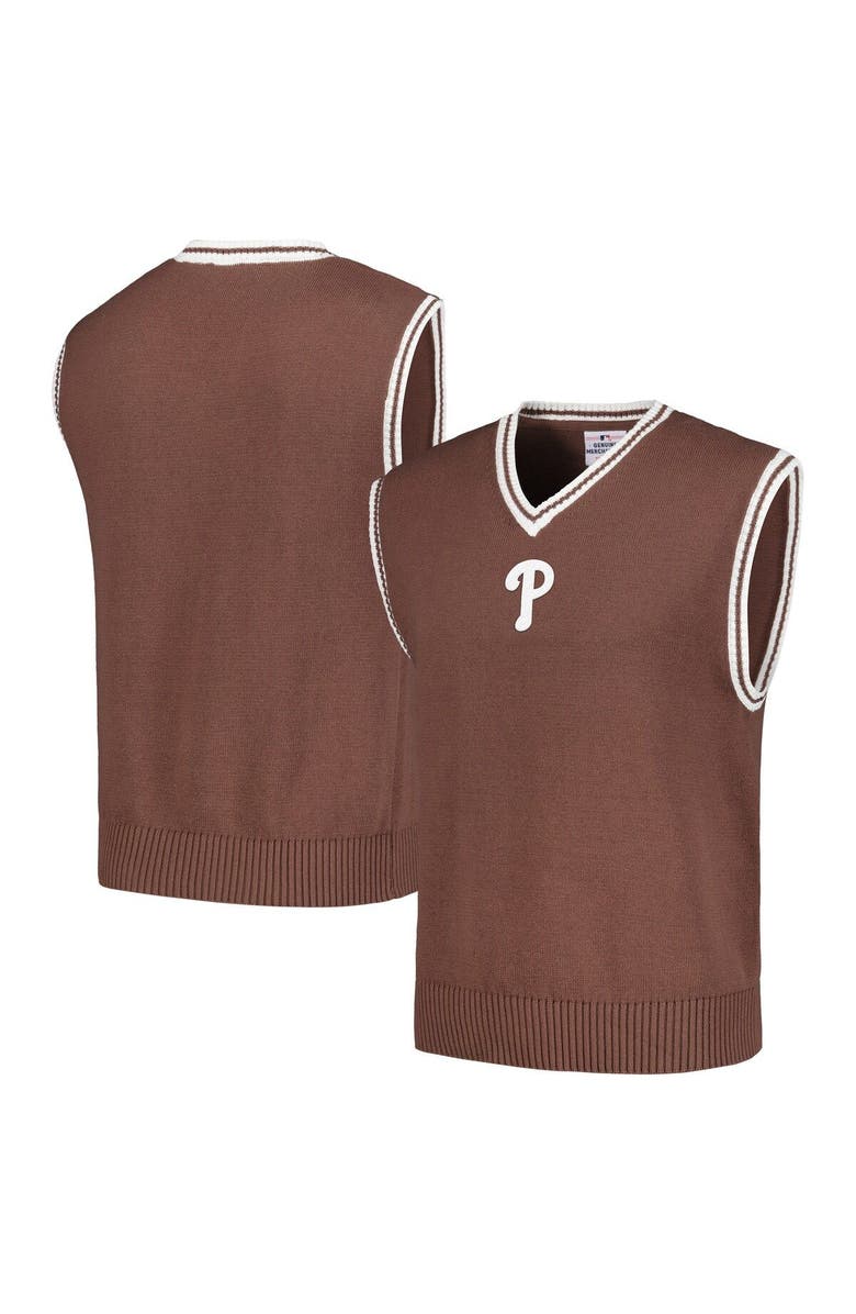 PLEASURES Men's PLEASURES  Brown Philadelphia Phillies Knit V-Neck Pullover Sweater Vest, Main, color, 