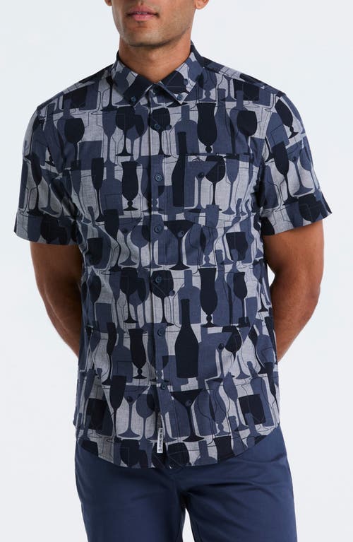 Original Penguin Chambray Short Sleeve Button Down Shirt In Blue
