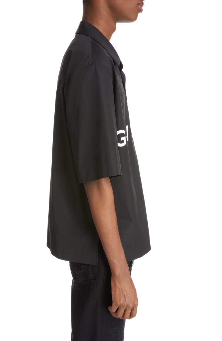 Givenchy Boxy Fit Logo Button-Up Camp Shirt, Alternate, color, 