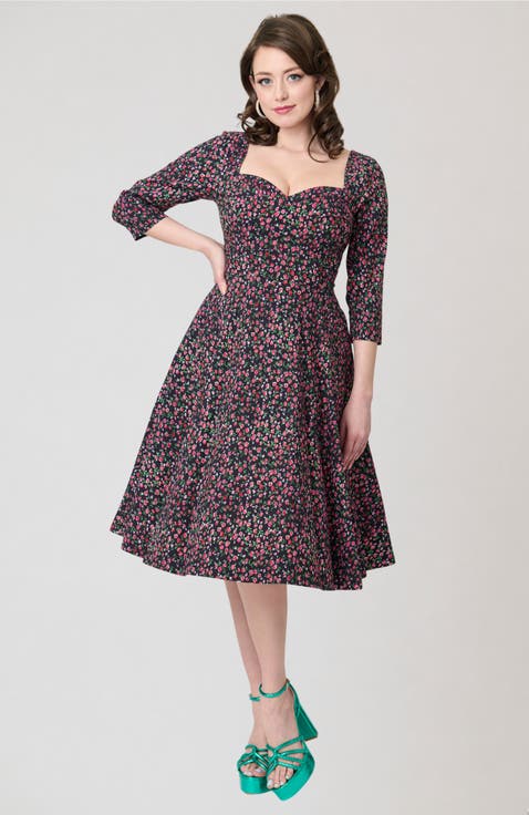 Pleated Bust Swing Dress
