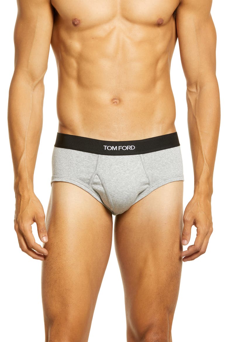 2-Pack Cotton Stretch Jersey Briefs, Main, color, GREY MELANGE