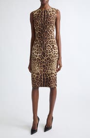 Dolce&Gabbana Leopard Print Stretch Silk Charmeuse Shift Dress