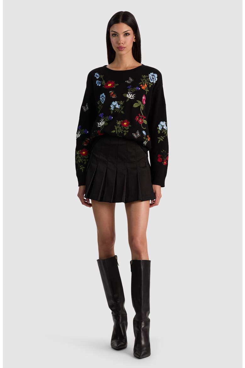 Teanna Embellished Crewneck Sweater, Alternate, color, BLACK MULTI