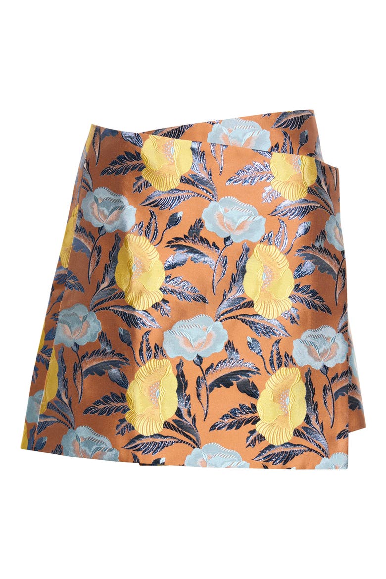 Pam Wrap Miniskirt, Main, color, MARIGOLD JACQUARD