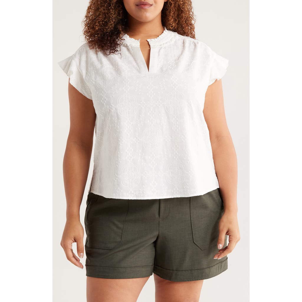 Wit & Wisdom Cap Sleeve Woven Shirt In White