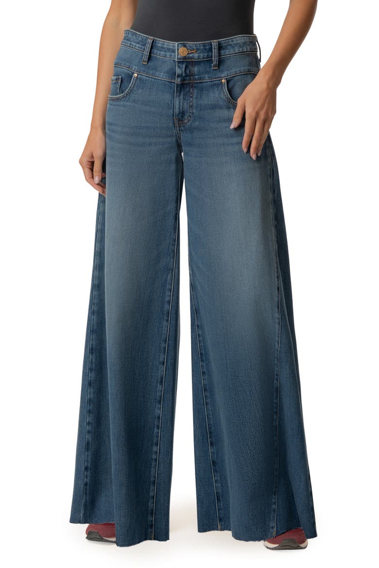Blake Raw Hem High Waist Super Wide Leg Jeans, Main, color, BRIGHTLY